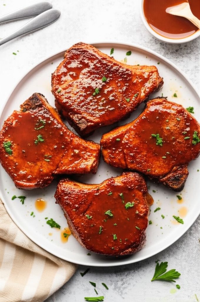 Spicy Air Fryer Pork Chops with Apricot Glaze