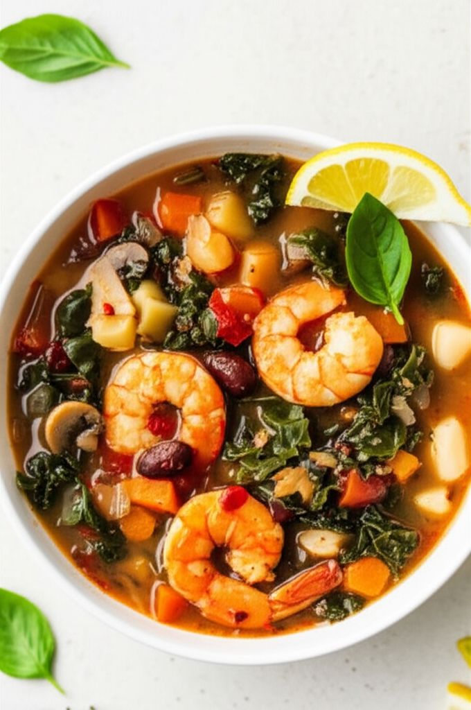 Spicy Kale and Shrimp Soup