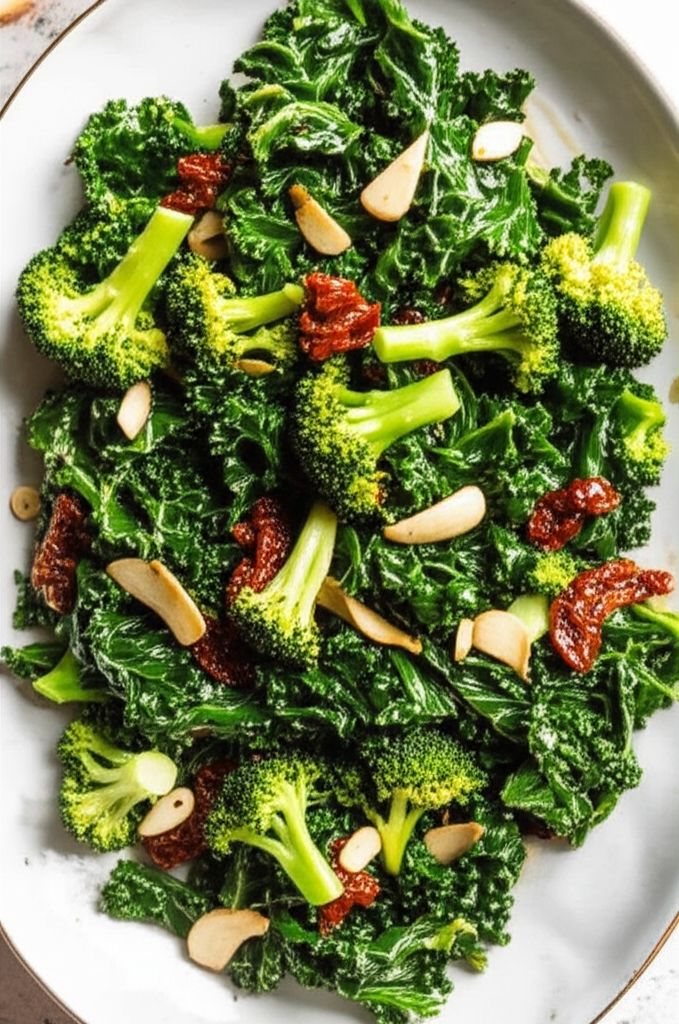 Stir-Fried Kale and Broccoli Florets