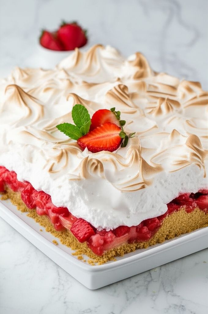 Strawberry Rhubarb Meringue Dessert