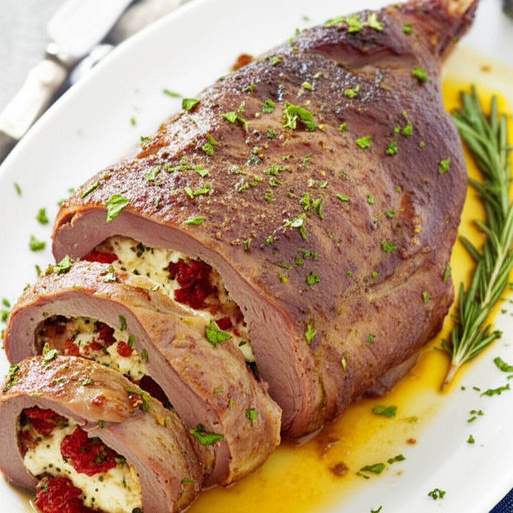 Stuffed Greek Leg of Lamb