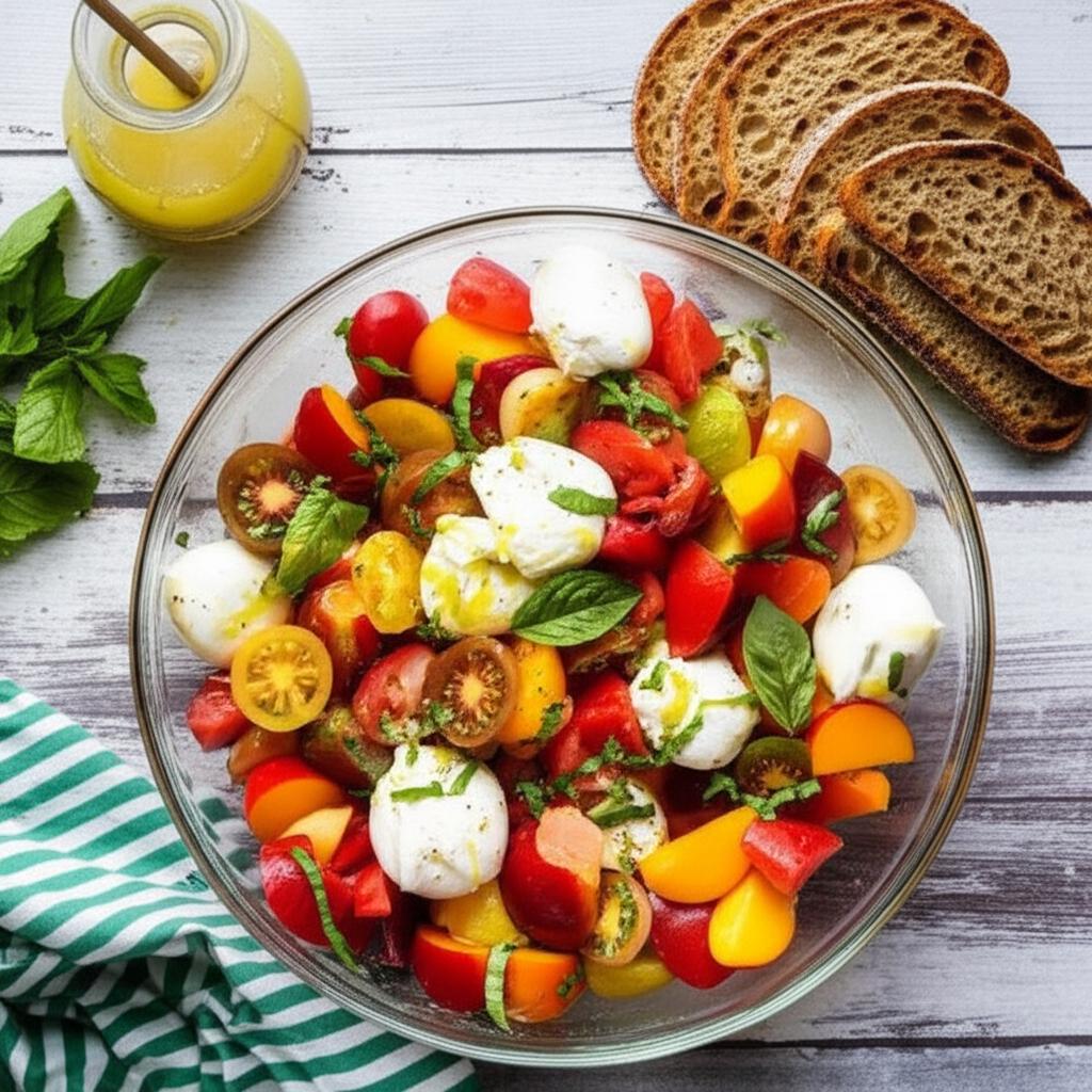 Summer Salad with Burrata, Tomatoes, and Nectarines