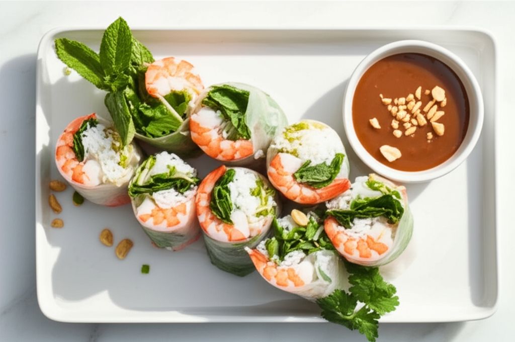 Thai Basil Rolls with Hoisin-Peanut Sauce