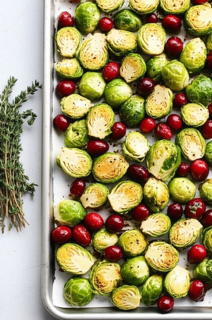 Thyme-Roasted Brussels Sprouts with Fresh Cranberries
