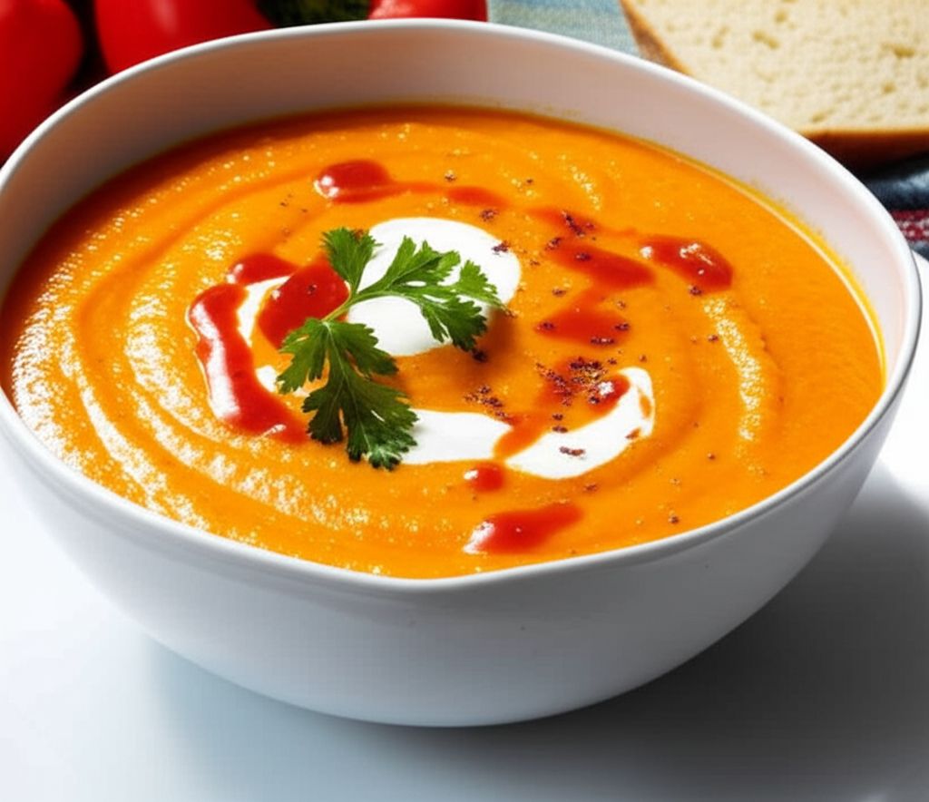Vegan Roasted Red Pepper and Carrot Soup