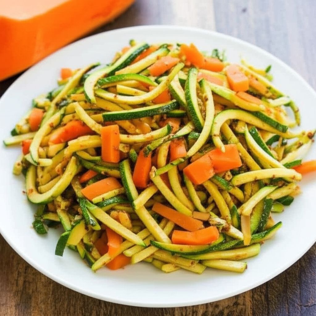 Zucchini Noodles and Butternut Squash in a Garlic-Lemon Sauce
