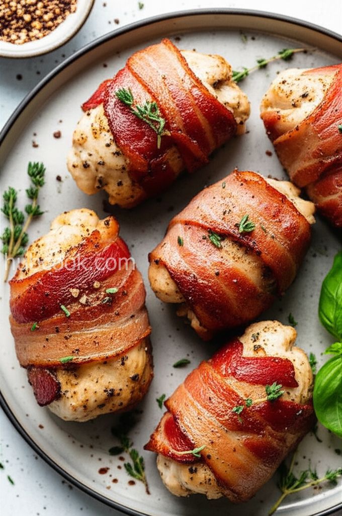 Air Fryer Bacon-Wrapped Chicken Thighs