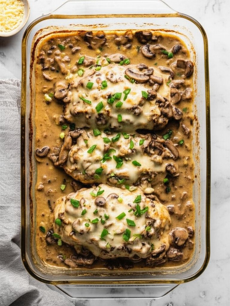 Cheesy Chicken and Mushroom Bake