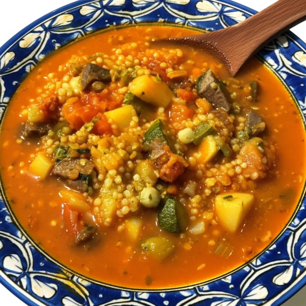Chorba Hamra bel Frik (Algerian Lamb, Tomato, and Freekeh Soup)
