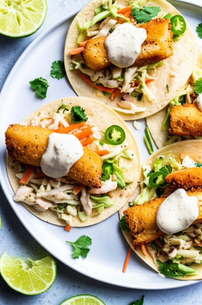 Crispy Tilapia Fish Tacos with Slaw