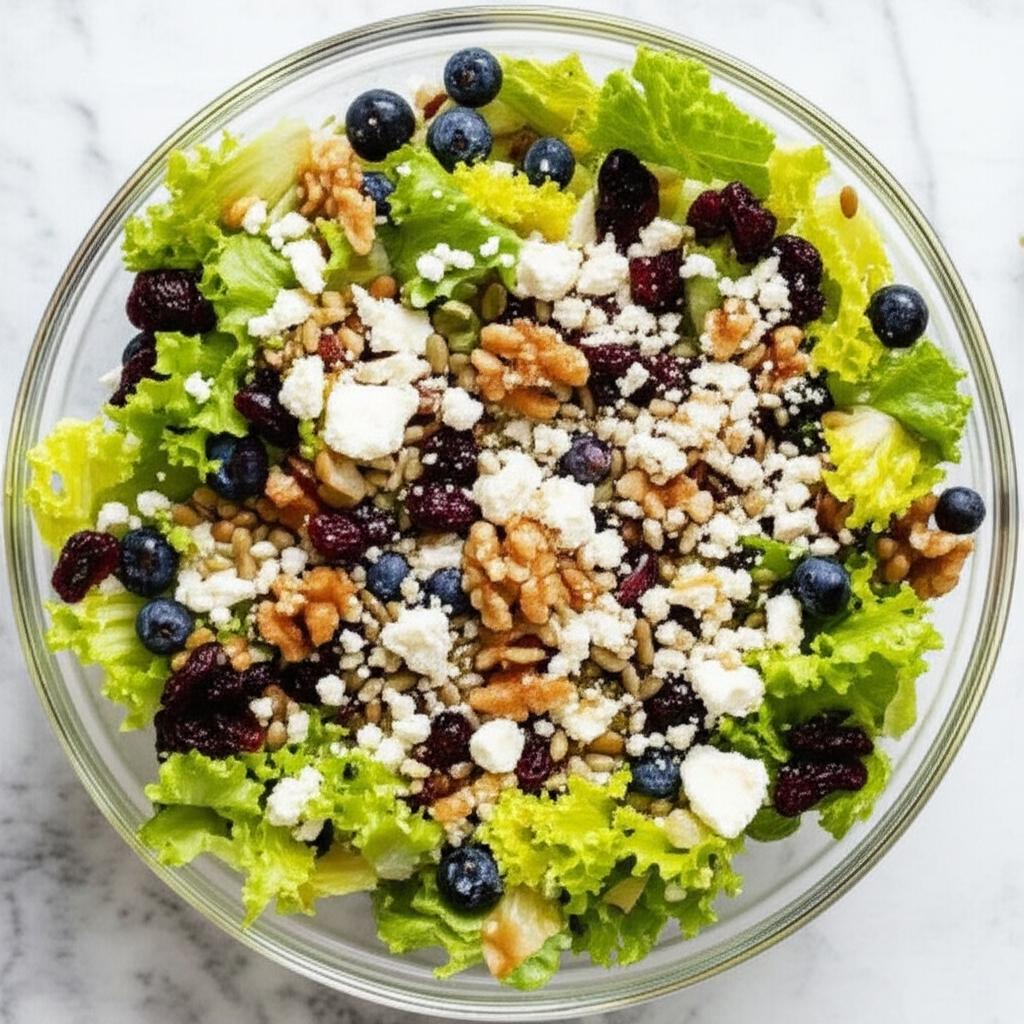Deliciously Sweet Salad with Maple, Nuts, Seeds, Blueberries, and Goat Cheese