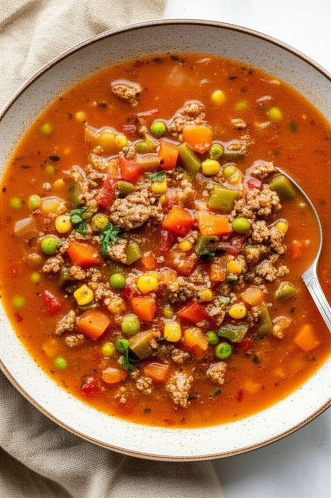 Easy Vegetable Beef Soup with Ground Beef