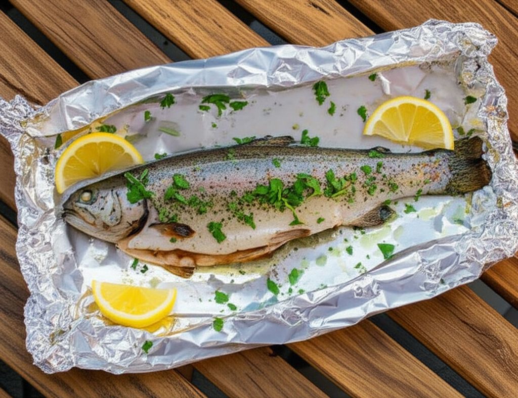 Foil Barbecued Trout with Wine