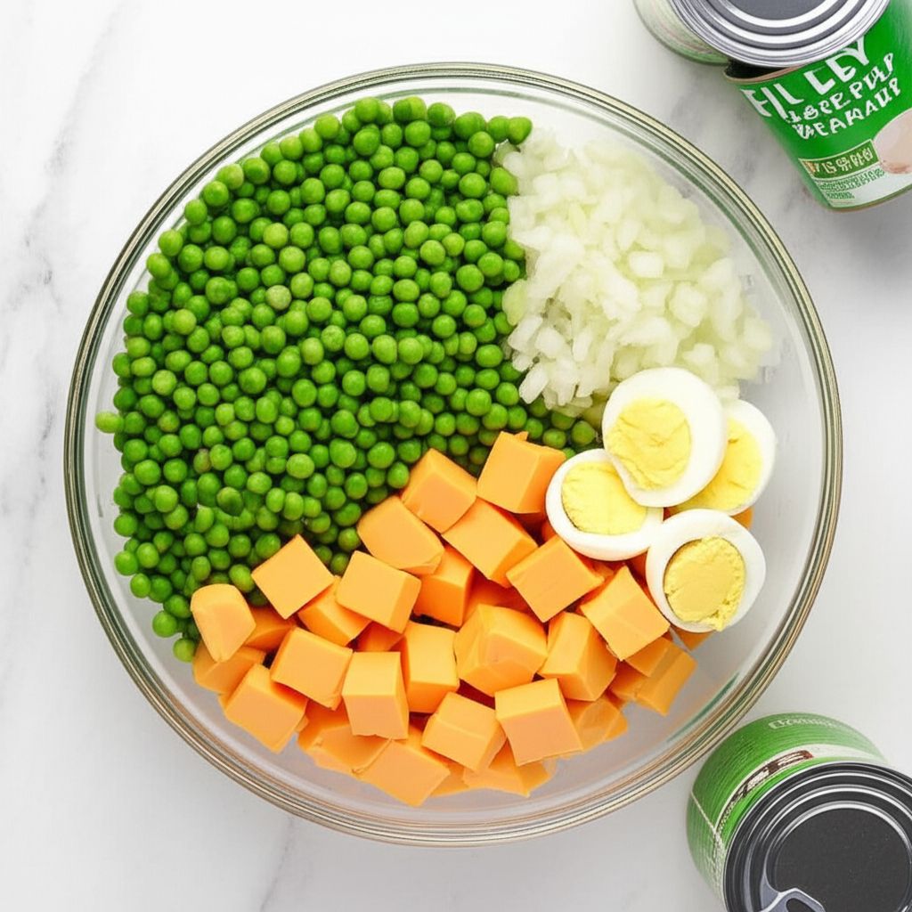 Green Pea Salad With Cheddar Cheese