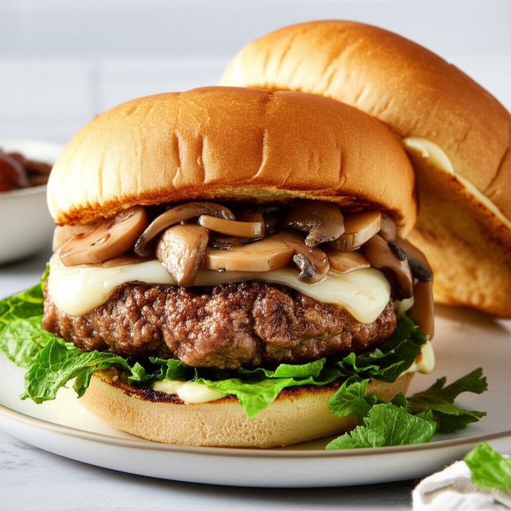Grilled Mushroom Swiss Burgers