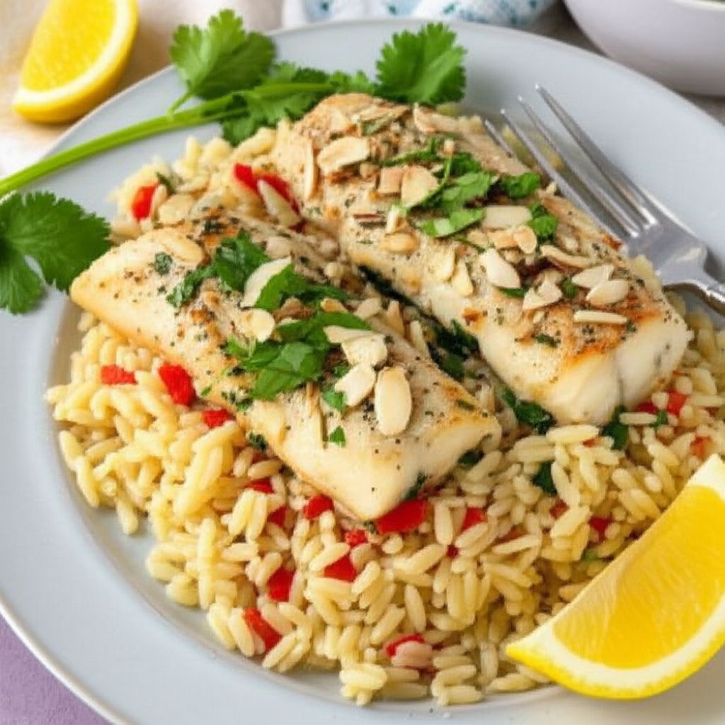 Halibut with Creamy Garlic and Herb Sauce