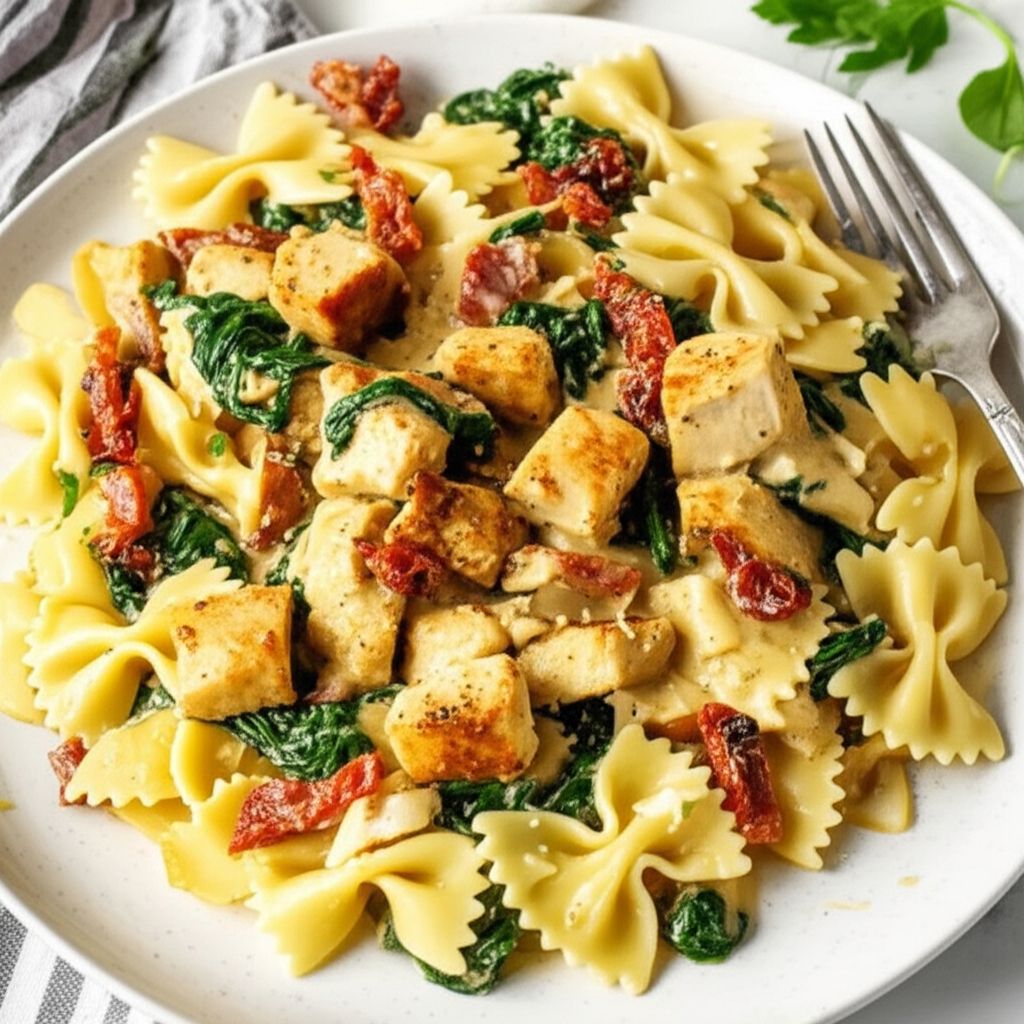 Mascarpone Pasta with Chicken, Bacon and Spinach