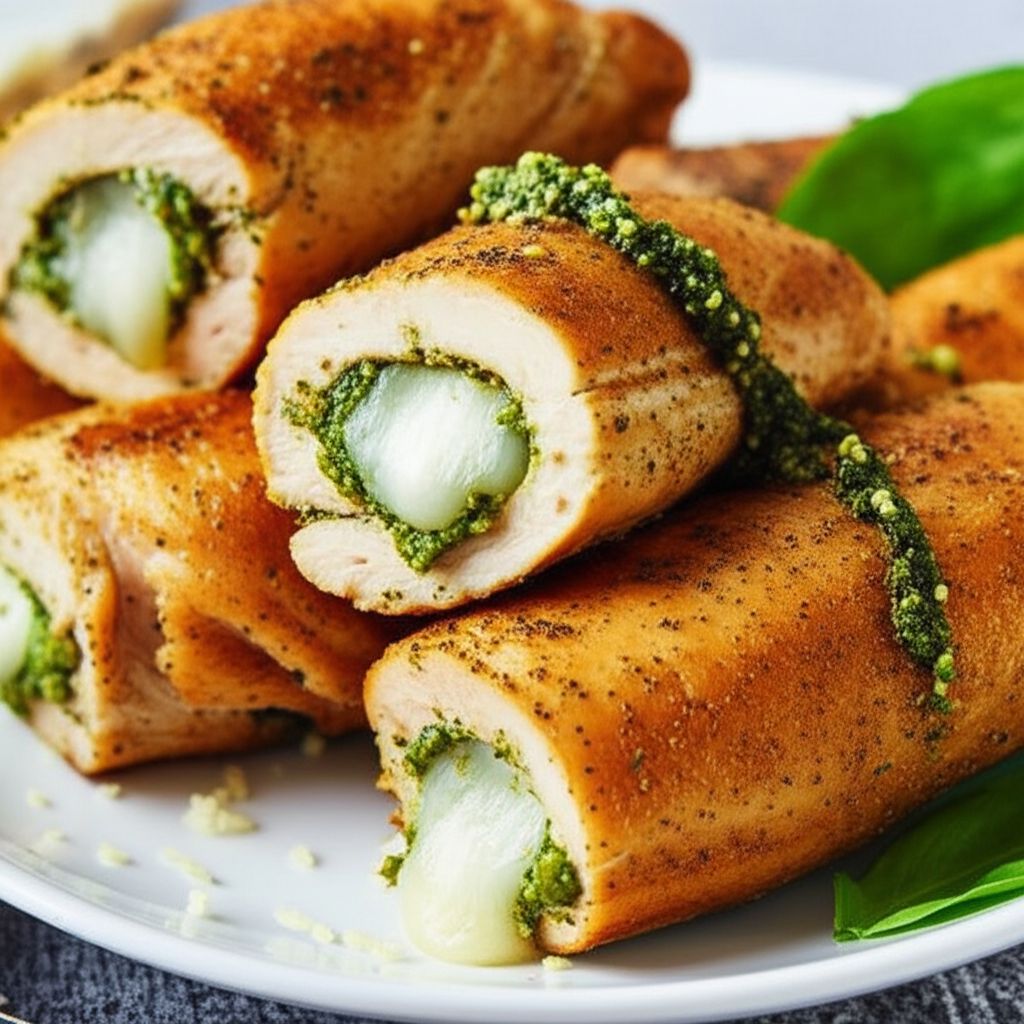 Pesto Cheesy Chicken Rolls