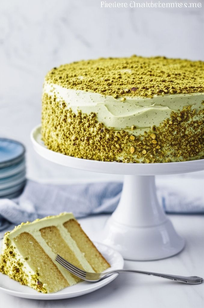 Pistachio Layer Cake with Cream Cheese Buttercream