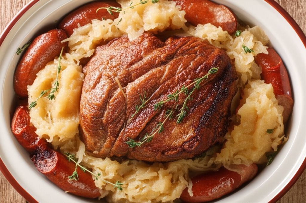 Pork Roast with Sauerkraut and Kielbasa