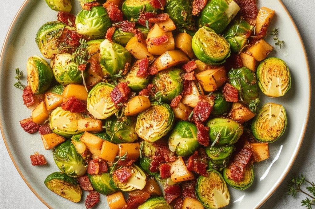 Roasted Brussels Sprouts with Bacon and Apples