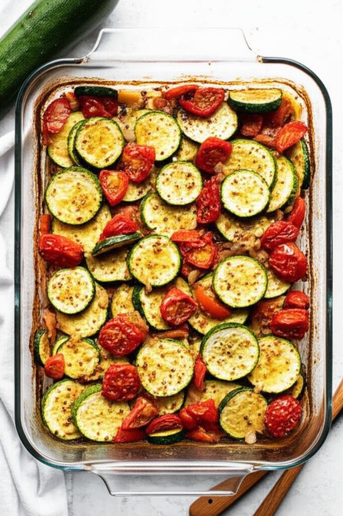 Roasted Garlic Zucchini and Tomatoes