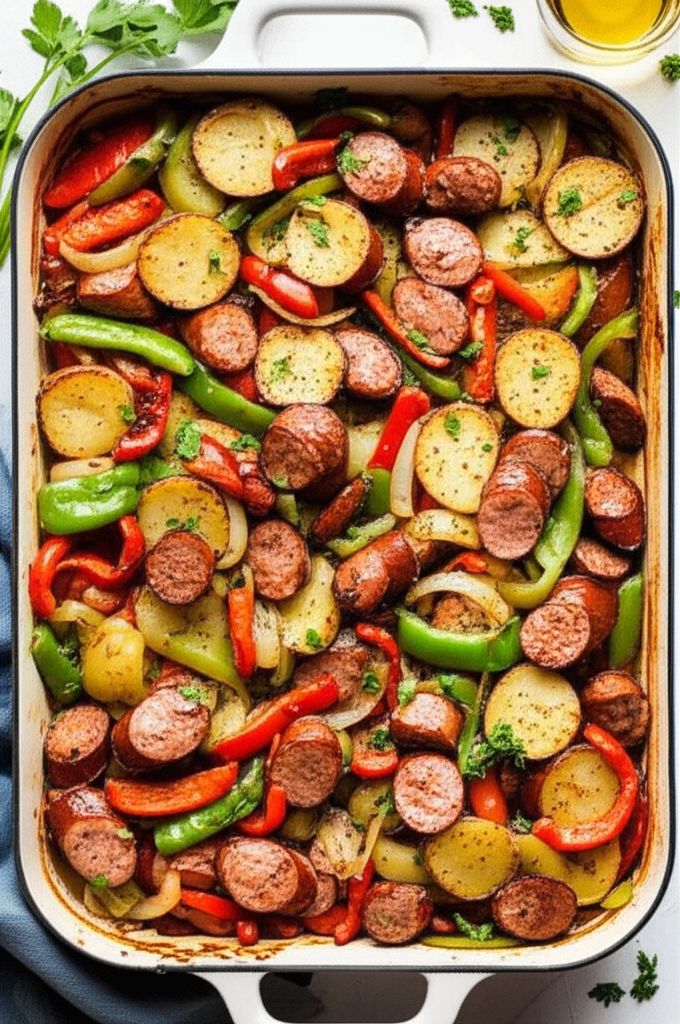 Sausage, Peppers, Onions, and Potato Bake