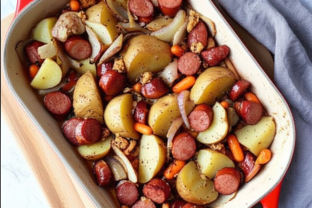 Sausage, Potato, Carrot Bake