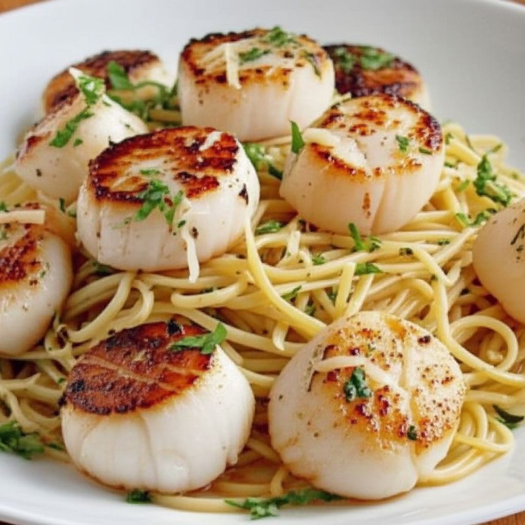Savory Sea Scallops and Angel Hair Pasta