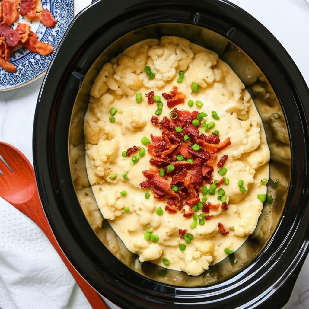 Slow Cooker Cheesy Cauliflower Casserole