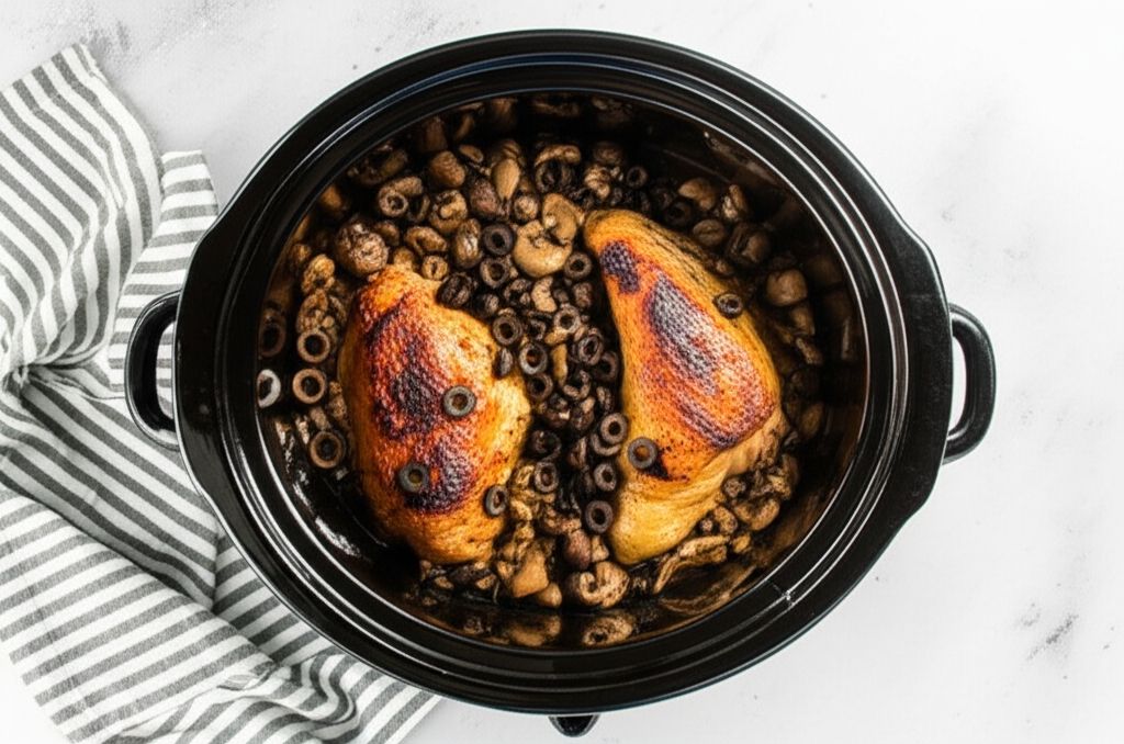 Slow Cooker Pheasant with Mushrooms and Olives