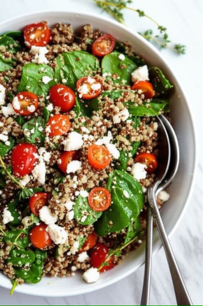 Spinach, Tomato, and Feta Quinoa Salad