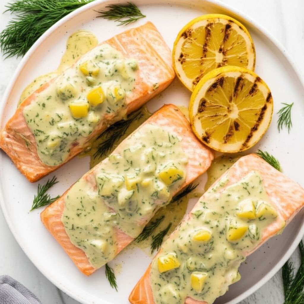 Big Ray's Lemony Grilled Salmon Fillets with Dill Sauce
