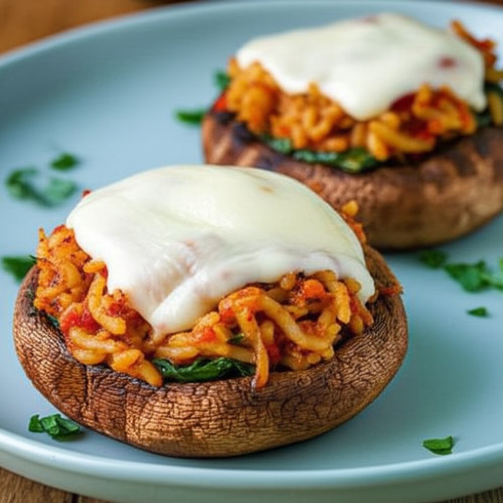 Chicken and Orzo Stuffed Portobello Mushrooms