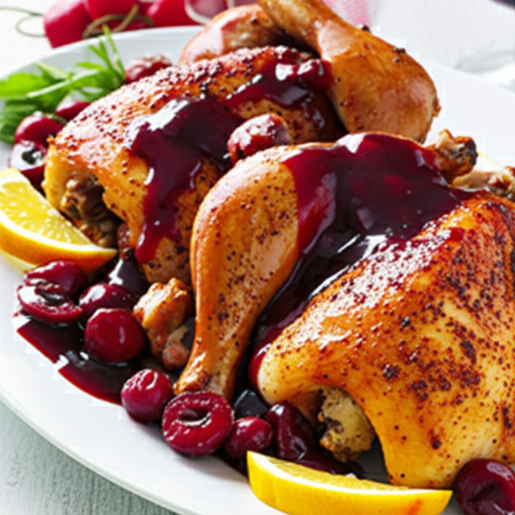 Cornish Hen with Tart Cherry Sauce