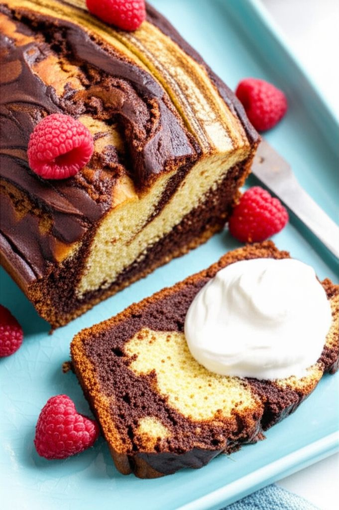 Dark Chocolate Marbled Banana Bread with Greek Yogurt