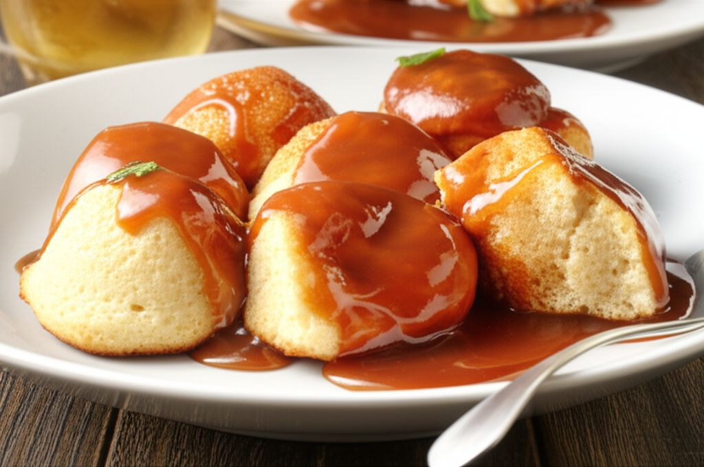 Dumplings and Cocky's Joy (Caramel Sauce)