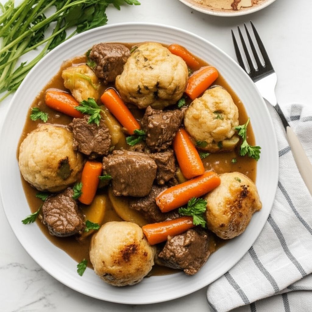 Mom's Hearty Beef Stew with Dumplings