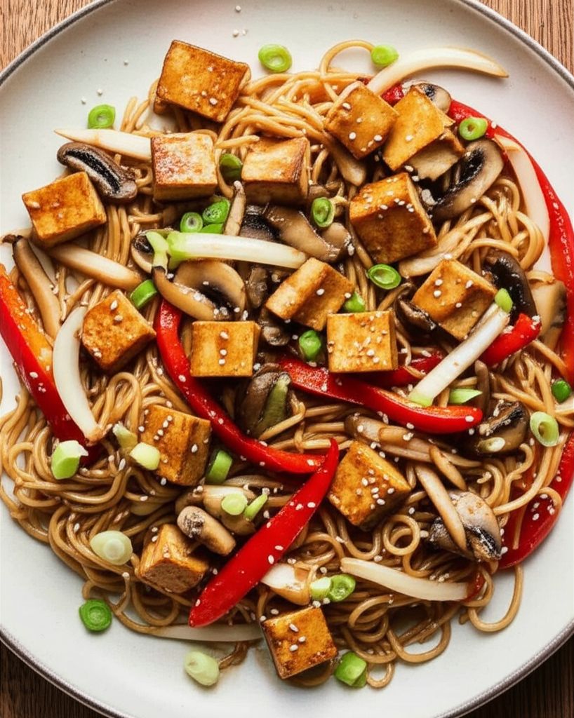 Mushroom, Tofu, and Noodle Stir-Fry