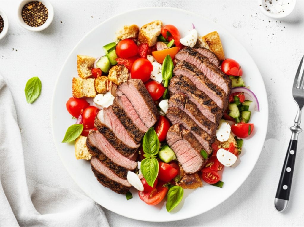 Panzanella Salad with Bison Flank Steak