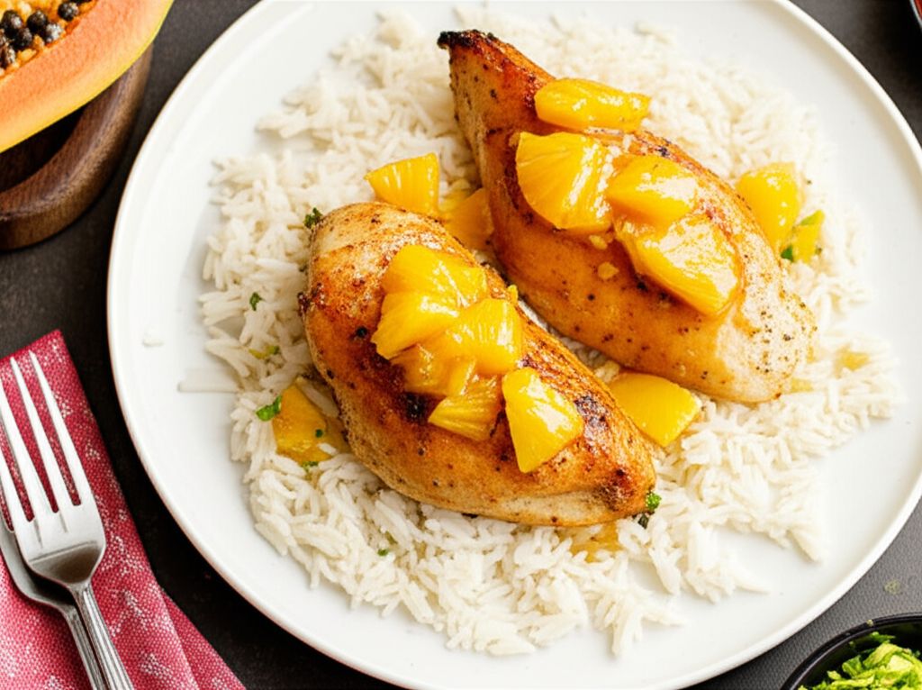 Papaya-Stuffed Chicken and Basmati Rice