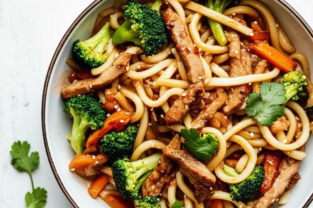 Pork and Udon Noodle Stir-Fry