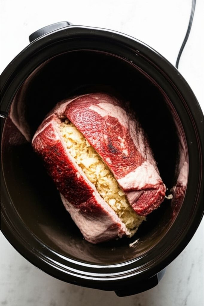 Sauerkraut-Stuffed Slow-Cooked Pork Roast