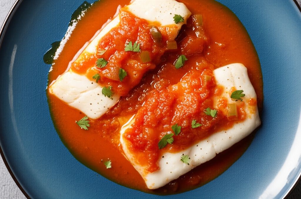 Sole Steamed with Tomato-Leek Sauce