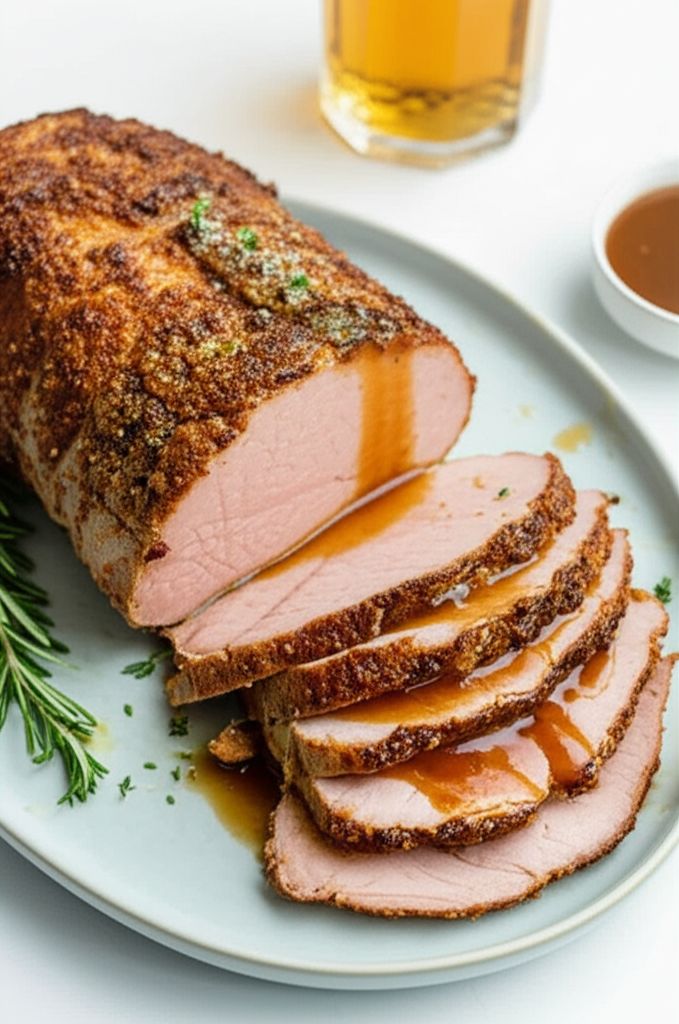 Spice Rubbed Pork Roast in Beer Gravy