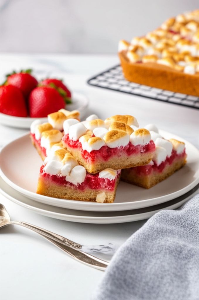 Strawberry-Marshmallow Blondies