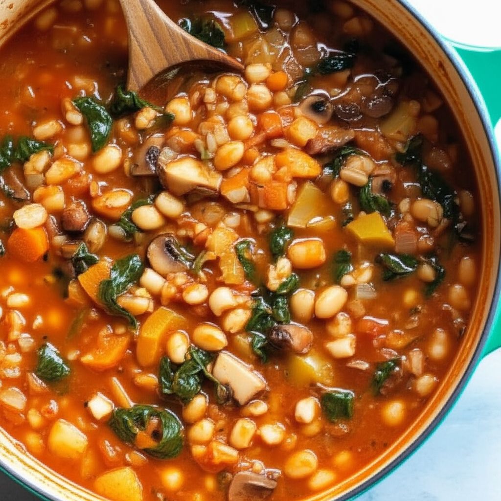 White Bean, Spinach, and Barley Stew