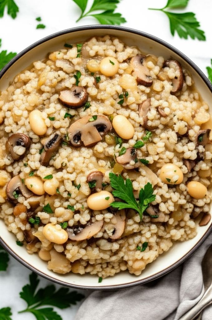 Barley and Mushrooms with Beans