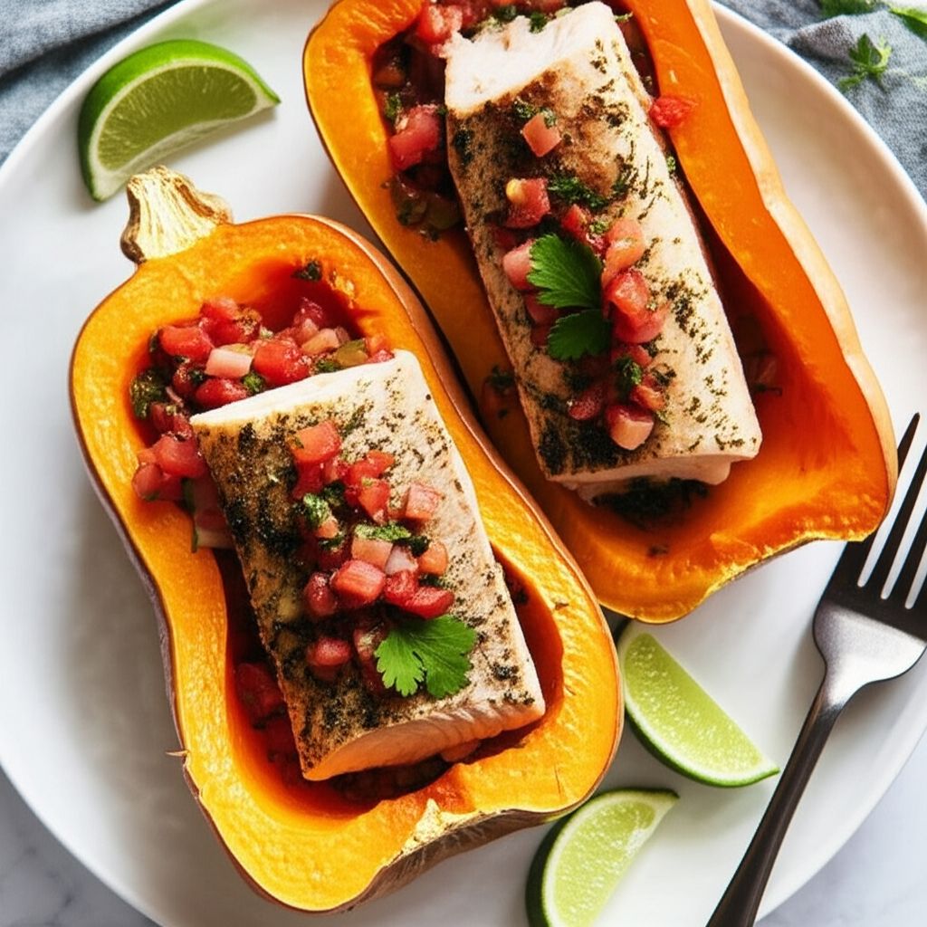 Butternut Squash and Trout Bake with Fresh Salsa