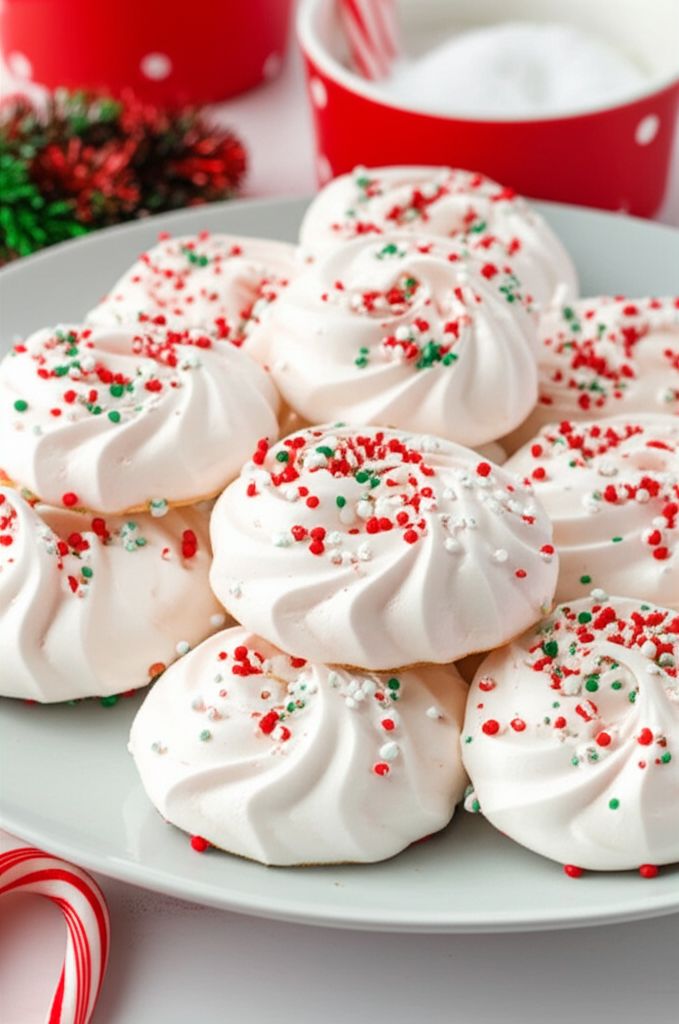 Chocolate Chip Candy Cane Meringue Cookies